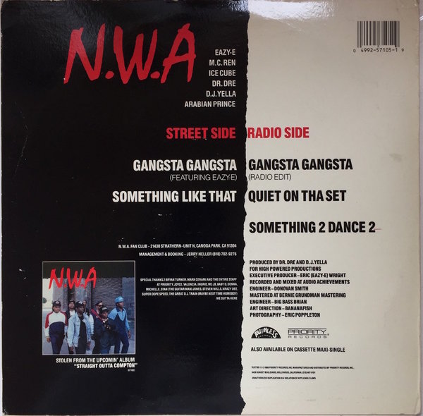 N.W.A* ‎– Gangsta Gangsta (LP)