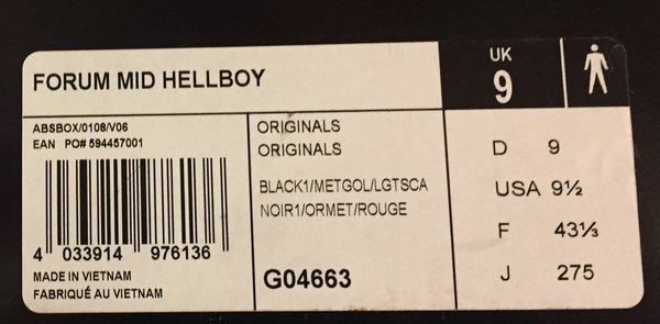 ADIDAS Forum Mid Hellboy (Größe 43 1/3) (US 9 1/2) Limited Edition