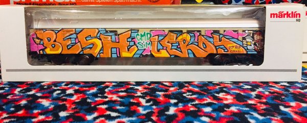 Besh / Leroy - in Graffiti handbemalter Märklin H0 Wagon 4087  (unikat)
